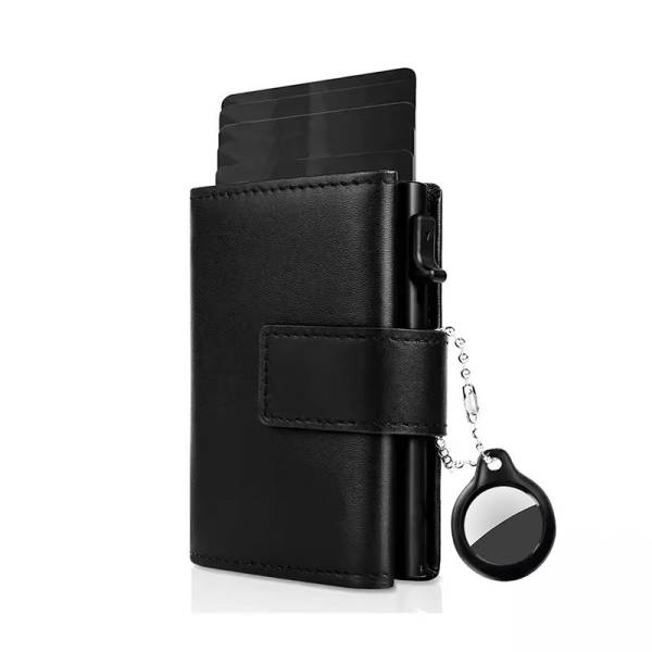 Herren-Karteportemonnaie mit Trackerhalter RFID-Aluminiumkartenhalter mit Geldklammer Münzbörse kleine Leder-Karte